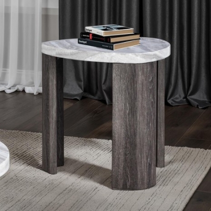 Furniture Of America Levis Contemporary Mdf, Paper, Rubberwood Gray Triangle End Table | FM44006GY-E