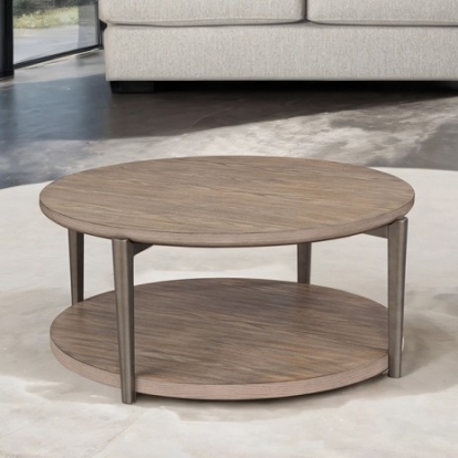 Furniture Of America Roros Contemporary Ash Veneer, Mdf, Metal, Rubberwood Natural Round Cocktail Table | FM44008NT-CR