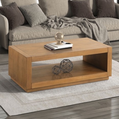 Furniture Of America Dothan Contemporary Engineered Wood, Oak Veneer, Rubberwood Medium Oak Coffee Table | FM44009BR-C