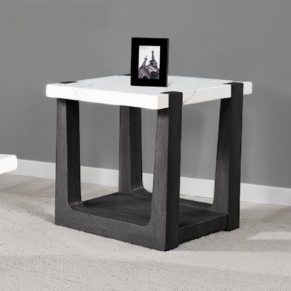Furniture Of America Sundbry Modern Contemporary Mdf, Rubberwood, Paper Veneer White/Black End Table | FM44010BK-E