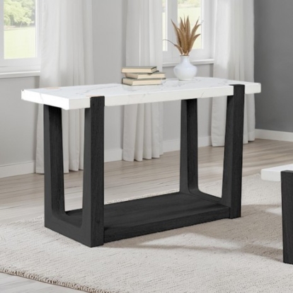 Furniture Of America Sundbry Modern Contemporary Mdf, Rubberwood, Paper Veneer White/Black Sofa Table | FM44010BK-S