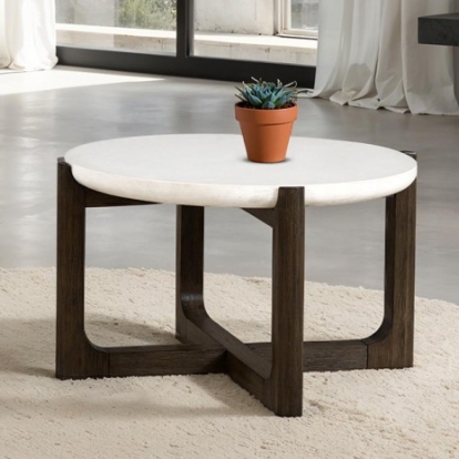 Furniture Of America Vellara Transitional Engineered Wood, Oak Veneer, Rubberwood, Stone Dark Walnut 25" Cocktail Table W/ Stone Top | FM44020DW-CR-ST