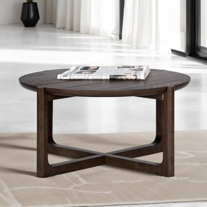 Furniture Of America Vellara Transitional Engineered Wood, Oak Veneer, Rubberwood Dark Walnut 36"Cocktail Table W/ Wood Top | FM44020DW-CR-WT