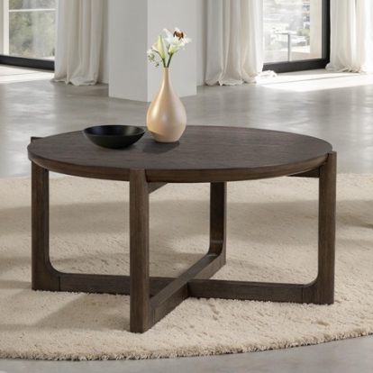 Furniture Of America Vellara Transitional Engineered Wood, Oak Veneer, Rubberwood Dark Walnut 42" Cocktail Table W/ Wood Top | FM44020DW-CR-WT-42