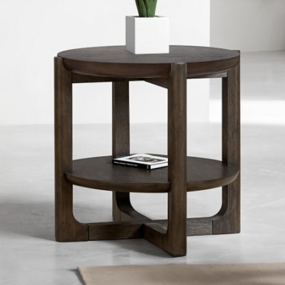 Furniture Of America Vellara Transitional Engineered Wood, Oak Veneer, Rubberwood Dark Walnut End Table W/ Wood Top | FM44020DW-ER-WT