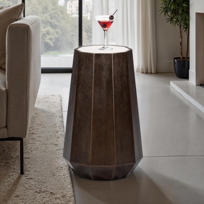 Furniture Of America Vellara Transitional Engineered Wood, Oak Veneer, Rubberwood, Stone Dark Walnut Martini Table | FM44020DW-STR