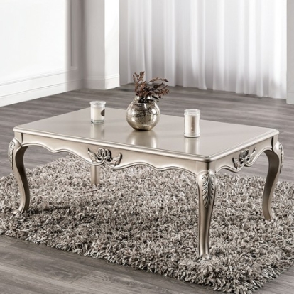 Furniture of America Rochester Traditional Solid with Wood Veneer Champagne Coffee Table Model FM45001WH-C