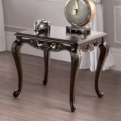 Furniture of America Halcaster Traditional Solid with Wood Veneer Java End Table Model FM45003E