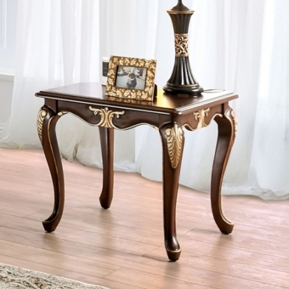 Furniture of America Cookshire Traditional Solid with Wood Veneer Rich Tobacco End Table Model FM45004E