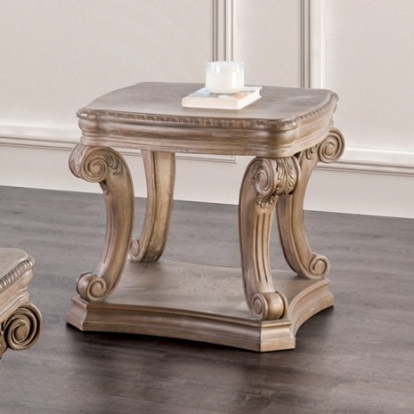 Furniture Of America Seven Oaks Traditional Solid Wood, Wood Veneer, Others Weathered Oak End Table | FM4518AK-E