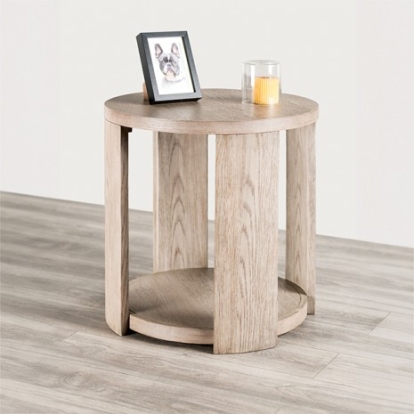 Furniture Of America Conisbrough Modern Engineered Wood, Oak Veneer, Rubberwood Oak Round End Table | FM49004AK-E