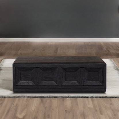 Furniture Of America Hatton Cross Modern Contemporary Engineered Wood, Rubberwood, White Oak Veneer Black Rect Cocktail Table | FM49011BK-C