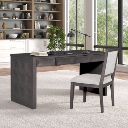 Furniture of America Hatton Cross Modern Contemporary Engineered with Wood Rubberwood White Oak Veneer Black Writing Desk Model FM49011BK-DK
