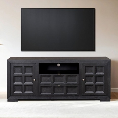 Furniture of America Hatton Cross Modern Contemporary Engineered with Wood Rubberwood White Oak Veneer Black 72" Tv Console Model FM49011BK-TV