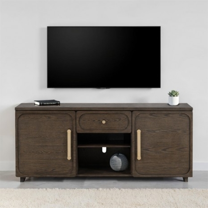 Furniture Of America Vellara Transitional Engineered Wood, Oak Veneer, Rubberwood, Stone Dark Walnut 70" Tv Console | FM54021DW-TV-70