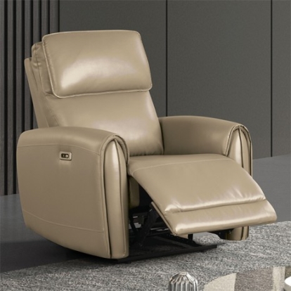 Furniture Of America Schlieren Contemporary Foam, Leatherette Beige Power Recliner | FM6012BG-CH-PM