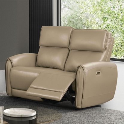 Furniture Of America Schlieren Contemporary Foam, Leatherette Beige Power Loveseat | FM6012BG-LV-PM