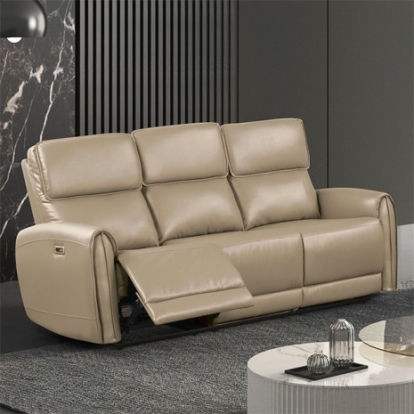 Furniture of America Schlieren Contemporary Foam Leatherette Beige Power Sofa Model FM6012BG-SF-PM