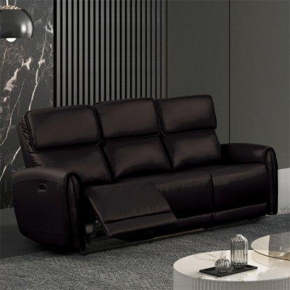 Furniture Of America Schlieren Contemporary Foam, Leatherette Black Power Sofa | FM6012BK-SF-PM