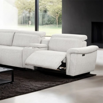 Furniture of America Hieronimus Contemporary Chenille Engineered with Wood Fiber Foam Light Gray Power Sectional Model FM6014LG-SECT-PM