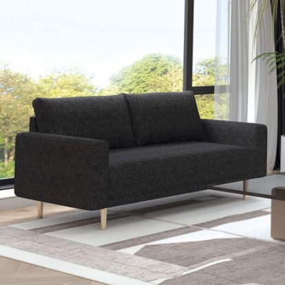 Furniture of America Elverum Contemporary Boucle Solid with Wood Black Loveseat Model FM61000BK-LV