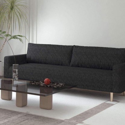 Furniture of America Elverum Contemporary Boucle Solid with Wood Black Sofa Model FM61000BK-SF