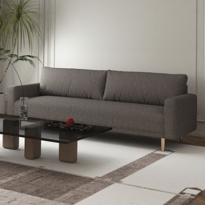 Furniture of America Elverum Contemporary Boucle Solid with Wood Charcoal Gray Sofa Model FM61000GY-SF