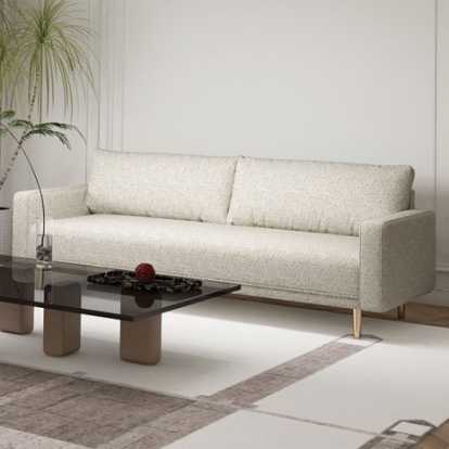 Furniture of America Elverum Contemporary Boucle Solid with Wood Off-White Sofa Model FM61000WH-SF