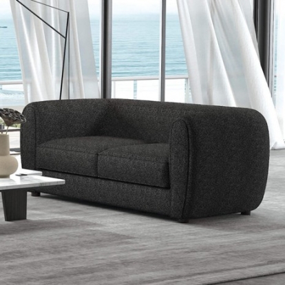 Furniture of America Verdal Contemporary Boucle Solid with Wood Black Loveseat Model FM61001BK-LV