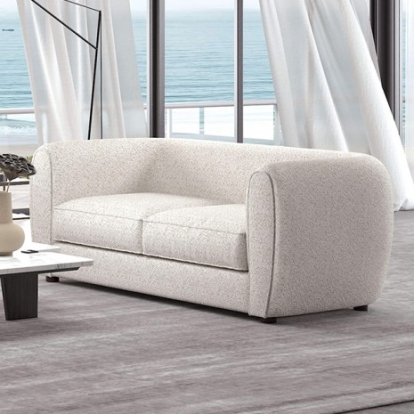 Furniture of America Verdal Contemporary Boucle Solid with Wood Off-White Loveseat Model FM61001WH-LV