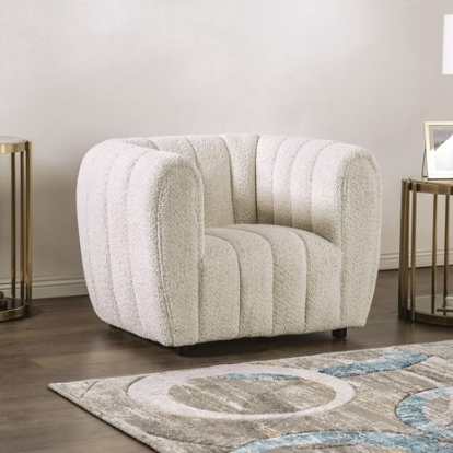 Furniture Of America Aversa Contemporary Boucle, Solid Wood, Others Off-White Chair | FM61002WH-CH