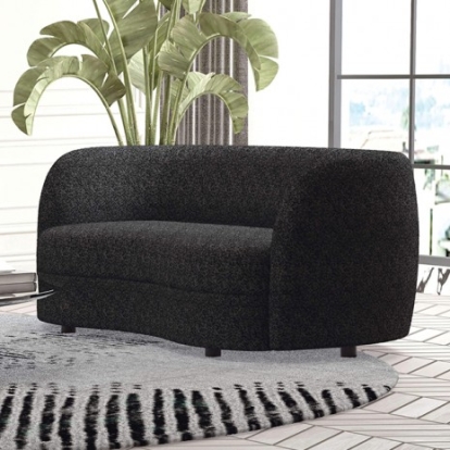 Furniture of America Versoix Contemporary Boucle Solid with Wood Black Loveseat Model FM61003BK-LV