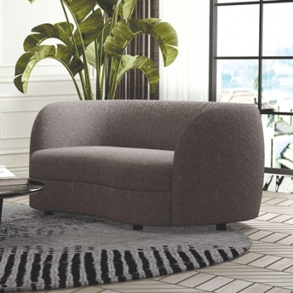 Furniture of America Versoix Contemporary Boucle Solid with Wood Charcoal Gray Loveseat Model FM61003GY-LV