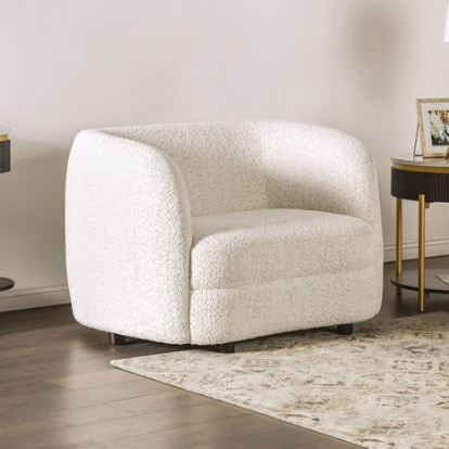 Furniture Of America Versoix Contemporary Boucle, Solid Wood, Others Off-White Chair | FM61003WH-CH