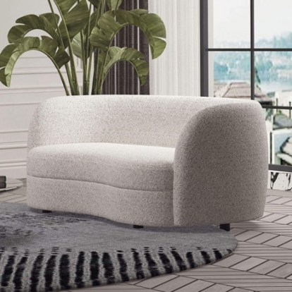 Furniture of America Versoix Contemporary Boucle Solid with Wood Off-White Loveseat Model FM61003WH-LV