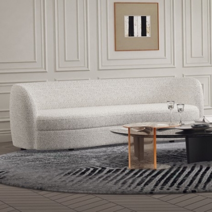 Furniture of America Versoix Contemporary Boucle Solid with Wood Off-White Sofa Model FM61003WH-SF