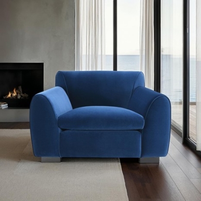 Furniture Of America Severo Contemporary Foam, Velvet, Solid Wood, Others Royal Blue Chair | FM61005BL-CH