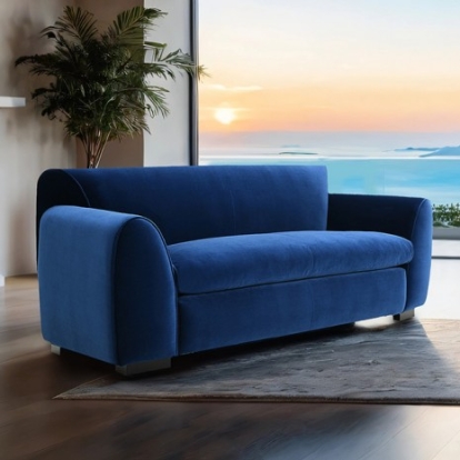 Furniture of America Severo Contemporary Foam Velvet Solid with Wood Royal Blue Loveseat Model FM61005BL-LV