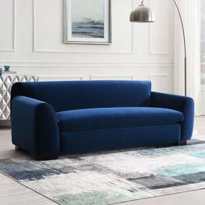 Furniture Of America Severo Contemporary Foam, Velvet, Solid Wood, Others Royal Blue Sofa | FM61005BL-SF