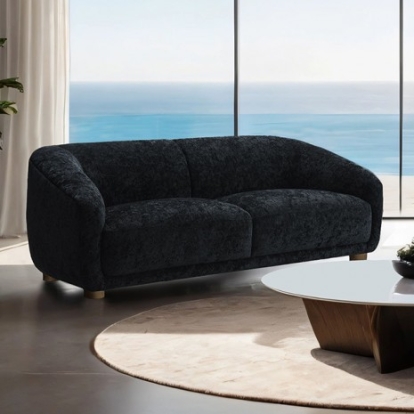 Furniture of America Kolvere Contemporary Chenille Foam Solid with Wood Black Loveseat Model FM61006BK-LV