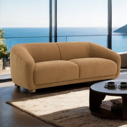 Furniture of America Kolvere Contemporary Boucle Foam Solid with Wood Brown Loveseat Model FM61006BR-LV