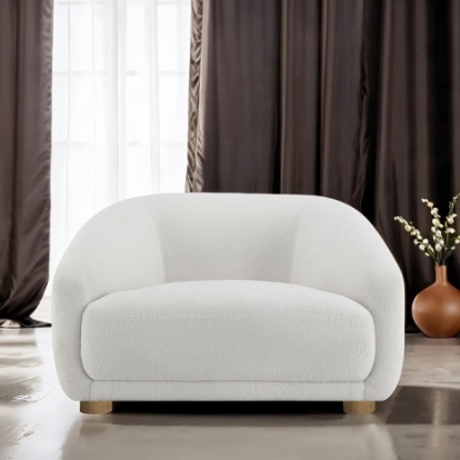 Furniture of America Kolvere Contemporary Boucle Foam Solid with Wood White Chair Model FM61006WH-CH