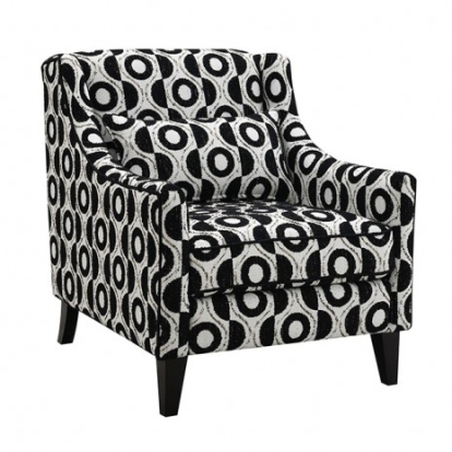 Furniture Of America Viviani Transitional Chenille, Foam, Solid Wood, Others White/Black Accent Chair | FM61007BK-CH-PT