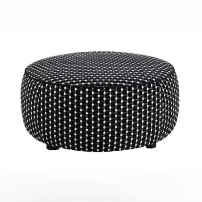Furniture of America Viviani Transitional Chenille Foam Solid with Wood White-Black Ottoman Model FM61007BK-OT