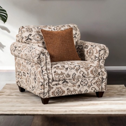 Furniture of America Buckhurst Transitional Engineered with Wood Fabric Foam Solid with Wood Taupe Accent Chair Model FM61110TP-CH-PT
