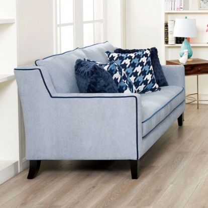 Furniture Of America Colindale Transitional Engineered Wood, Fabric, Foam, Solid Wood Gray/Blue Loveseat | FM61111BL-LV