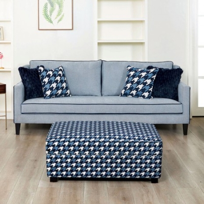 Furniture of America Colindale Transitional Engineered with Wood Fabric Foam Solid with Wood Gray-Blue Sofa Model FM61111BL-SF