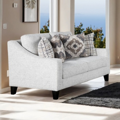 Furniture Of America Turnham Transitional Engineered Wood, Fabric, Foam, Solid Wood White/Black Loveseat | FM61112WH-LV