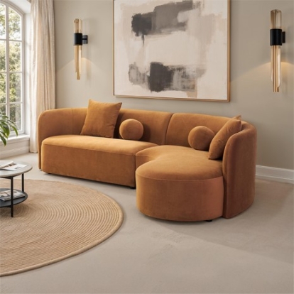 Furniture Of America Revello Contemporary Chenille, Foam, Solid Wood, Others Caramel Brown Sectional | FM61115BR-SECT