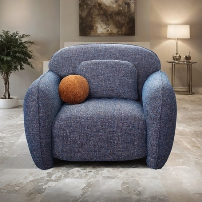 Furniture Of America Previti Contemporary Chenille, Foam, Solid Wood, Others Denim Blue Chair | FM61117BL-CH